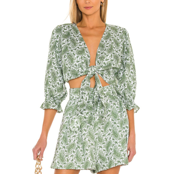 Faithfull The Brand 'Jacinta' Green Linen Top Size XS - Picture 1 of 5